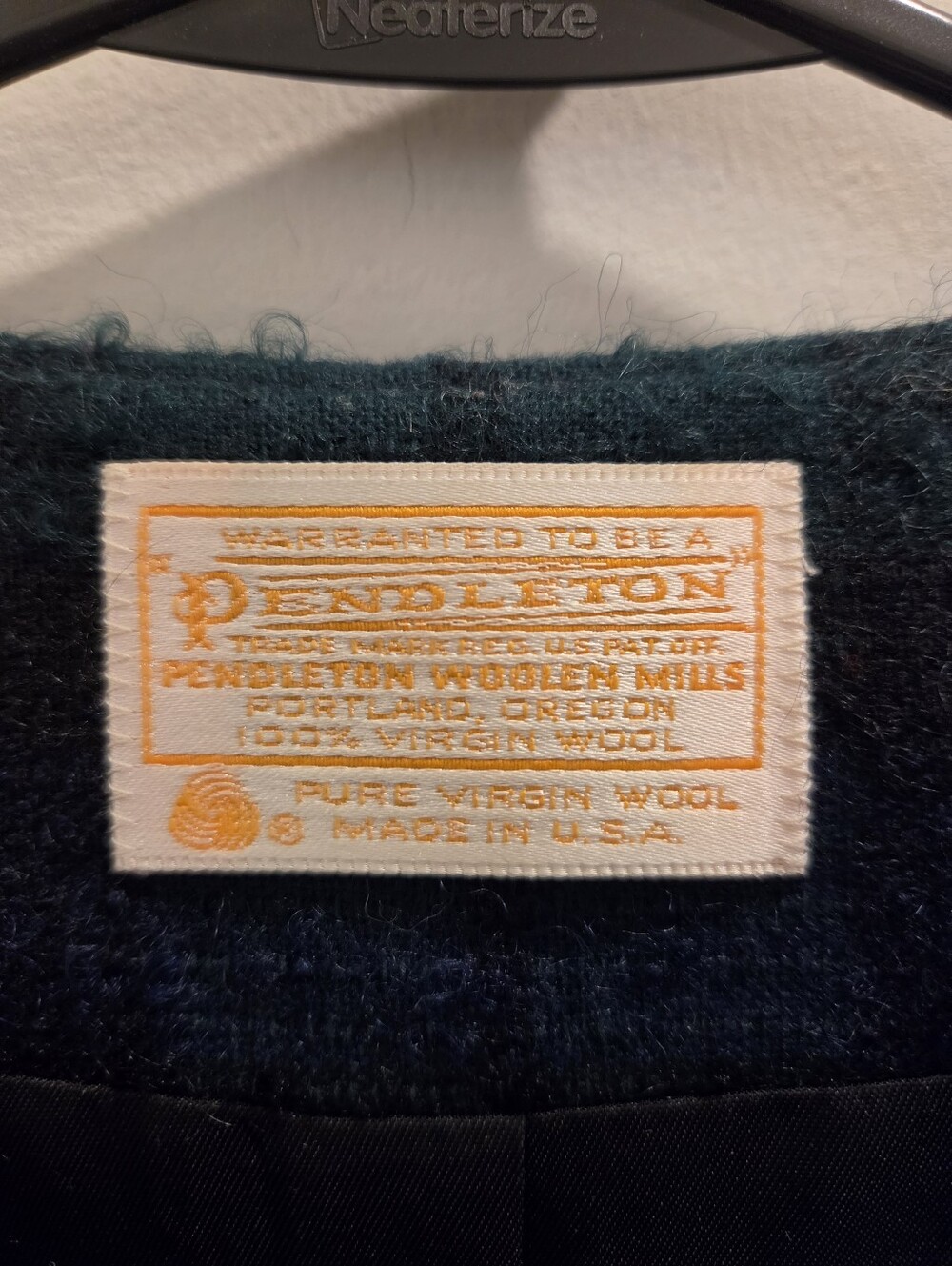 Vintage Pendleton Blue Green Plaid Blazer 100% Virgin Wool Button Front Jacket - Picture 3 of 7